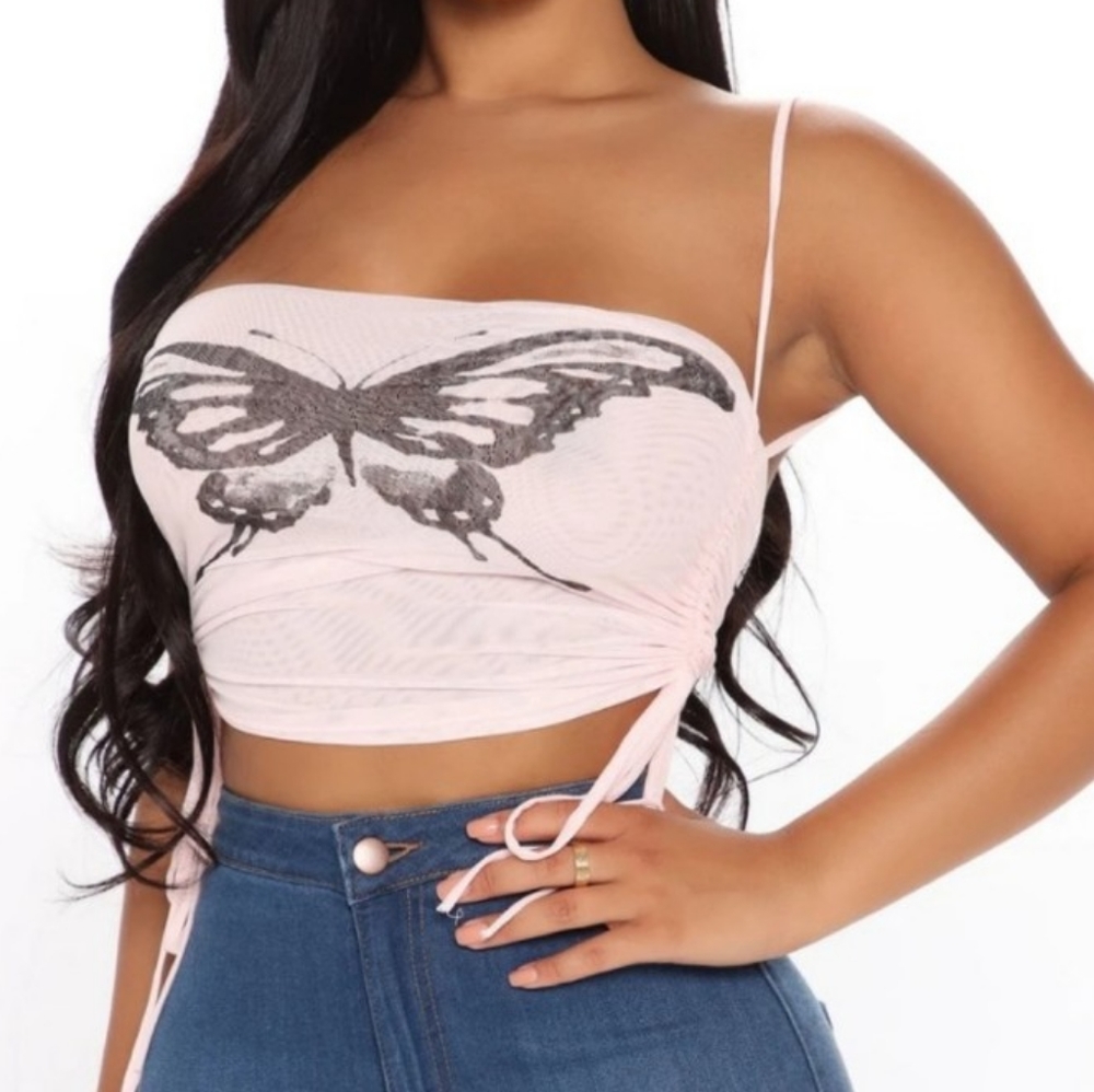 Butterfly mesh crop top